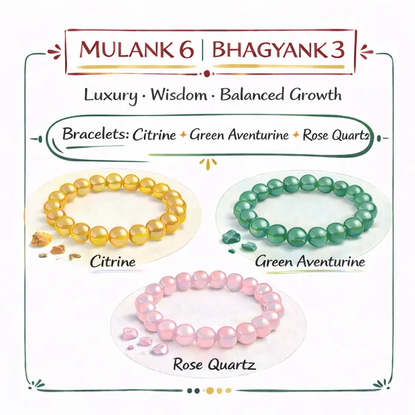MULANK_6_BHAGYANK_3:_PRACTICAL_CREATIVITY_&_LOVE_TRIO�|_CITRINE,_GREEN_AVENTURINE_&_ROSE_QUARTZ