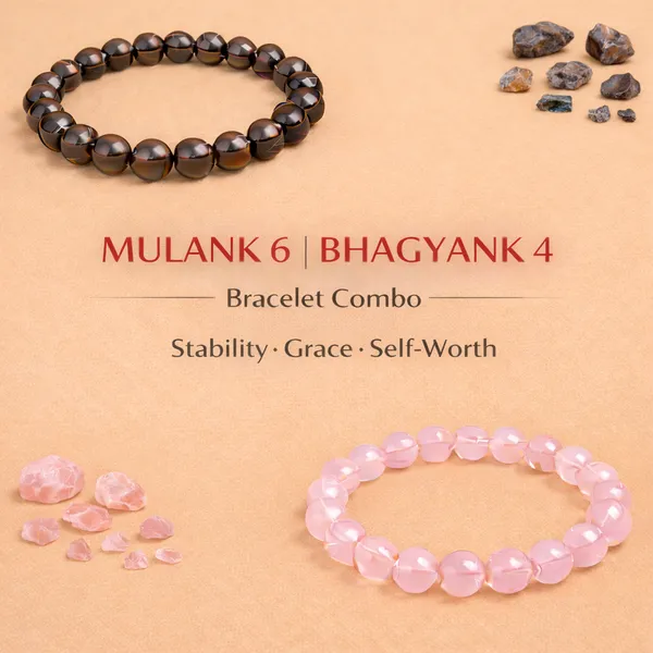 MULANK_6_BHAGYANK_4:_AUTHENTIC_LOVE_&_GROUNDING_BRACELET�|_SMOKY_QUARTZ_&_ROSE_QUARTZ_DUO