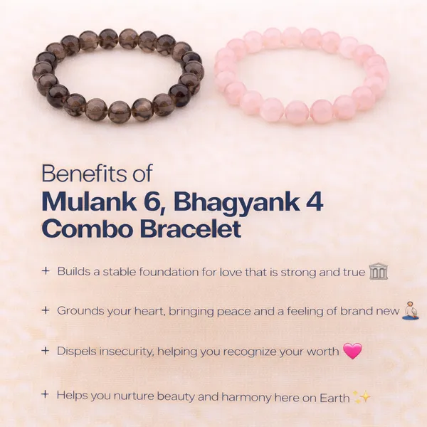 MULANK_6_BHAGYANK_4:_AUTHENTIC_LOVE_&_GROUNDING_BRACELET�|_SMOKY_QUARTZ_&_ROSE_QUARTZ_DUO