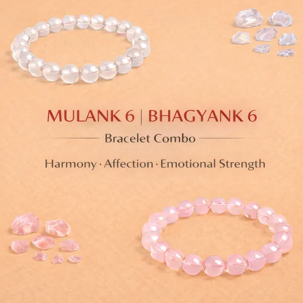 MULANK_6_BHAGYANK_6:_AMPLIFIED_LOVE_&_INDEPENDENCE_BRACELET�|_CLEAR_QUARTZ_&_ROSE_QUARTZ_DUO