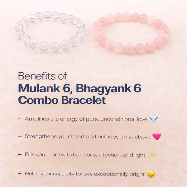 MULANK_6_BHAGYANK_6:_AMPLIFIED_LOVE_&_INDEPENDENCE_BRACELET�|_CLEAR_QUARTZ_&_ROSE_QUARTZ_DUO