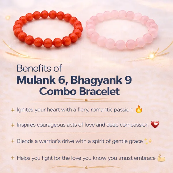 MULANK_6_BHAGYANK_9:_PASSIONATE_CREATIVITY_&_DRIVE_BRACELET�|_RED_JASPER_&_ROSE_QUARTZ_DUO