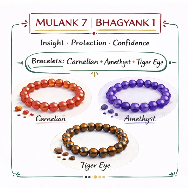 MULANK_7_BHAGYANK_1:_SPIRITUAL_INSIGHT_&_HUMILITY_TRIO�|_CARNELIAN,_AMETHYST_&_TIGER_EYE