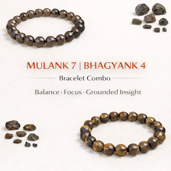 MULANK_7_BHAGYANK_4:_MENTAL_CLARITY_&_SPIRITUAL_FOCUS_BRACELET�|_SMOKY_QUARTZ_&_TIGER_EYE_DUO