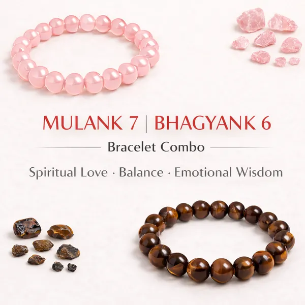 MULANK_7_BHAGYANK_6:_COMPASSIONATE_DETACHMENT_&_WISDOM_BRACELET�|_ROSE_QUARTZ_&_TIGER_EYE_DUO