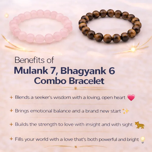 MULANK_7_BHAGYANK_6:_COMPASSIONATE_DETACHMENT_&_WISDOM_BRACELET�|_ROSE_QUARTZ_&_TIGER_EYE_DUO