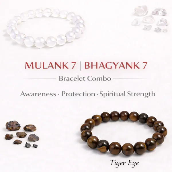 MULANK_7_BHAGYANK_7:_DEEPEN_INTUITION_&_SPIRITUAL_VISION_BRACELET�|_CLEAR_QUARTZ_&_TIGER_EYE_DUO