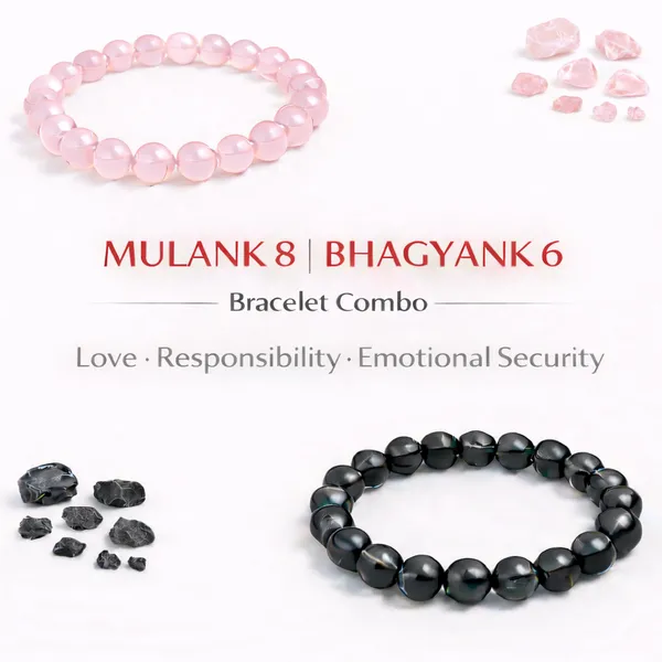 MULANK_8_BHAGYANK_6:_GENUINE_AFFECTION_&_LOYALTY_BRACELET�|_ROSE_QUARTZ_&_BLACK_TOURMALINE_DUO