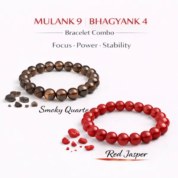 MULANK_9_BHAGYANK_4:_STRATEGIC_DRIVE_&_FOCUS_BRACELET�|_SMOKY_QUARTZ_&_RED_JASPER_DUO