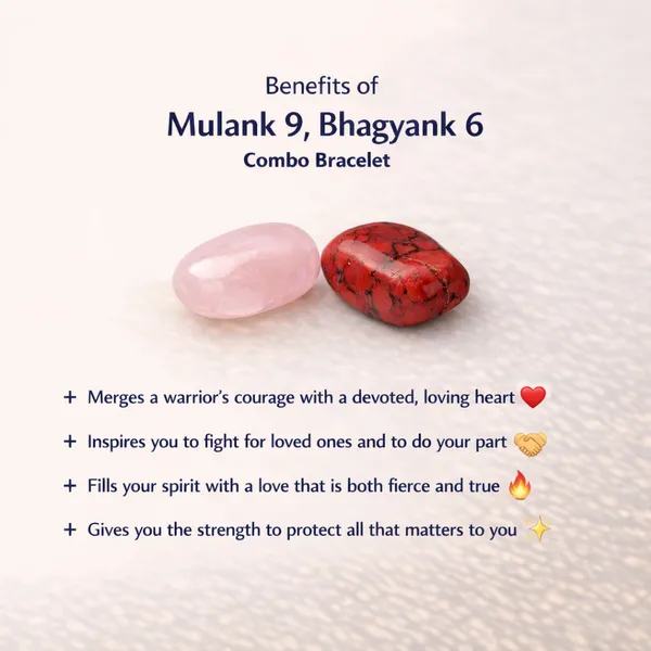 MULANK_9_BHAGYANK_6:_GENTLE_PROTECTOR_&_LOVING_COURAGE_BRACELET�|_ROSE_QUARTZ_&_RED_JASPER_DUO