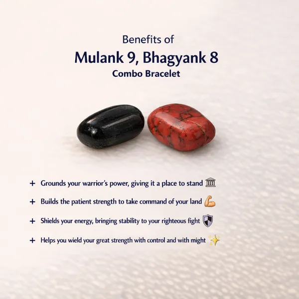 MULANK_9_BHAGYANK_8:_PATIENT_ACTION_&_WARRIOR�S_DISCIPLINE_BRACELET�|_BLACK_TOURMALINE_&_RED_JASPER_DUO