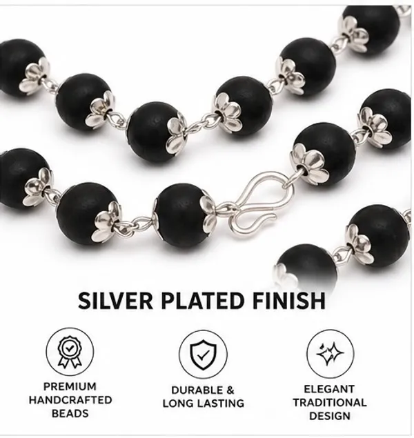 Premium_Silver_Plated_Karungali_Mala_(Ebony_Wood_Beads)_for_Protection_&_Spiritual_Positivity