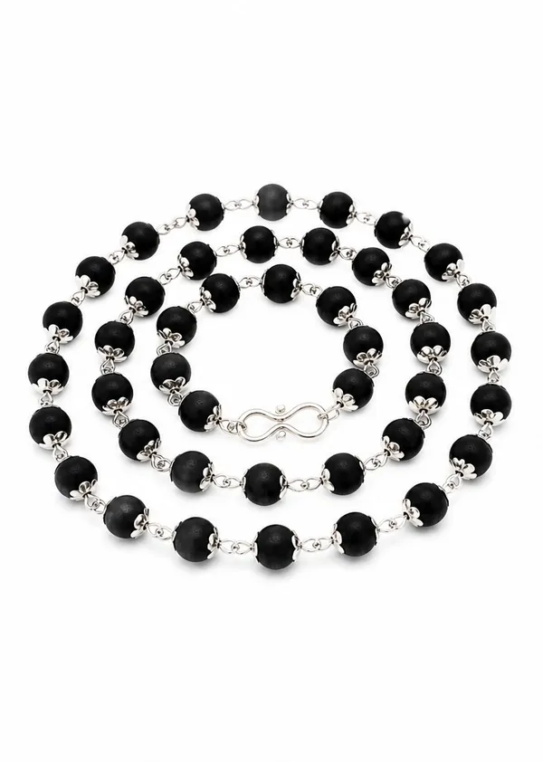 Premium_Silver_Plated_Karungali_Mala_(Ebony_Wood_Beads)_for_Protection_&_Spiritual_Positivity