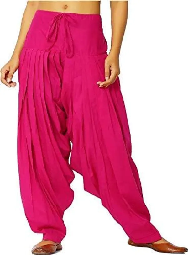Rani_Pink_Cotton_Semi_Patiala_Salwar,_Traditional_Pleated_Pants_For_Women