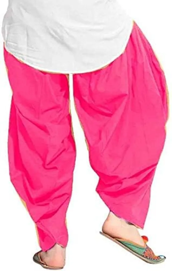 Black_And_Pink_Plain_Cotton_Patiala_Salwar_Combo_Of_2_For_Women