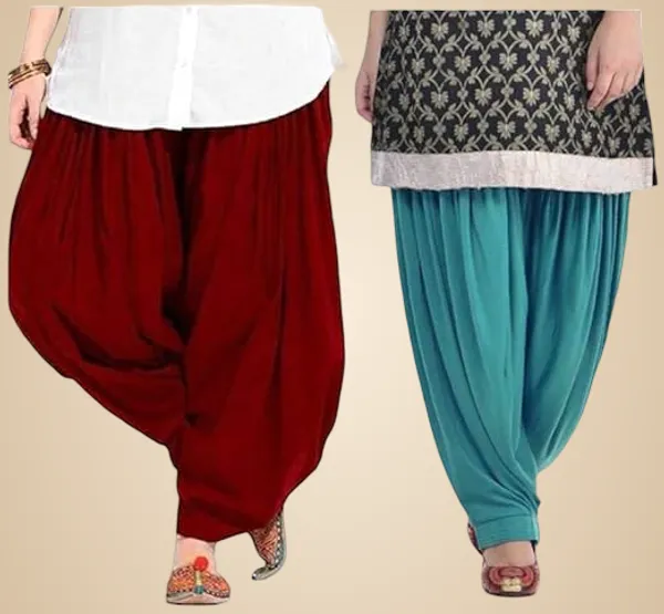 Maroon_And_Rama_Green_Plain_Cotton_Patiala_Salwar_Combo_Of_2_For_Women