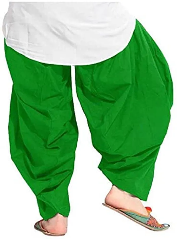 Green_And_Beige_Plain_Cotton_Patiala_Salwar_Combo_Of_2_For_Women