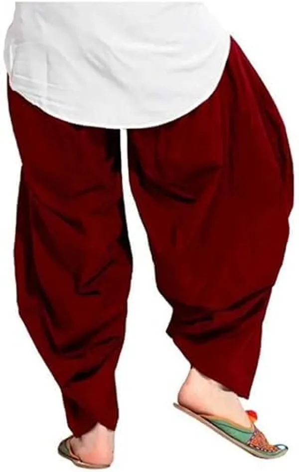 Maroon_And_Beige_Plain_Cotton_Patiala_Salwar_Combo_Of_2_For_Women