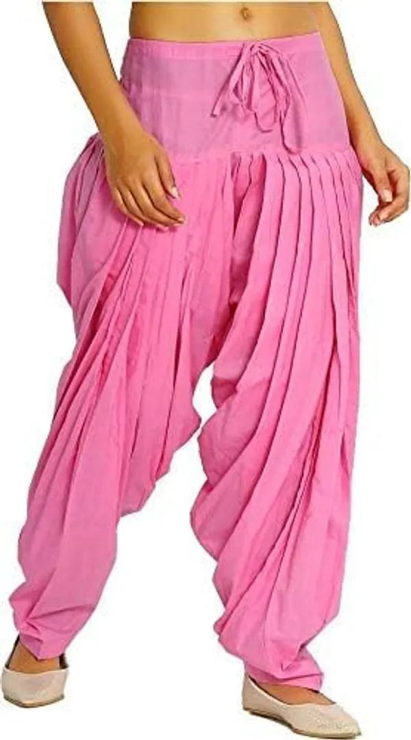 Baby_Pink_Semi_Cotton_Patiala_Salwar,_Traditional_Punjabi_Style,_Free_Size_For_Women