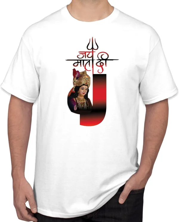 White_Polycotton_Printed_T-Shirt_For_Men