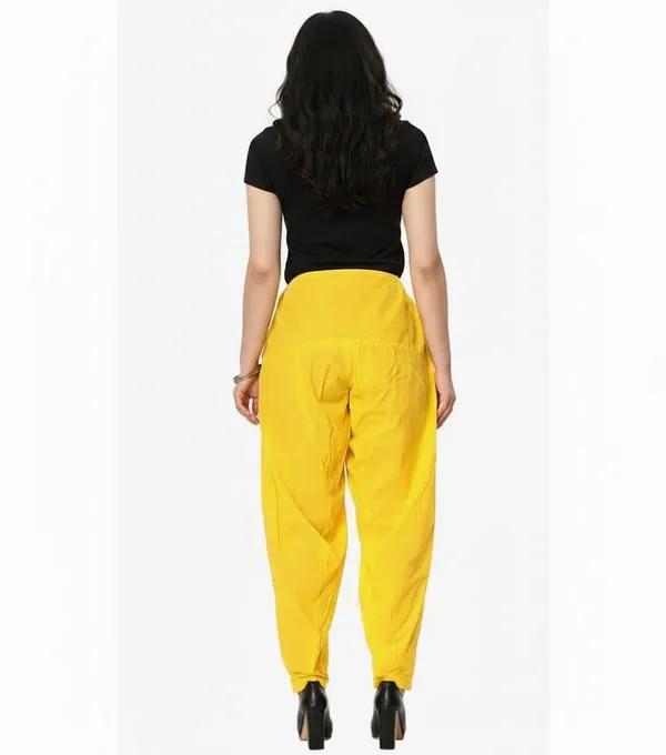 Lemon_Yellow_Cotton_Semi_Patiala_Salwar,_Traditional_Punjabi_Pants,_Drawstring_Waist_For_Women
