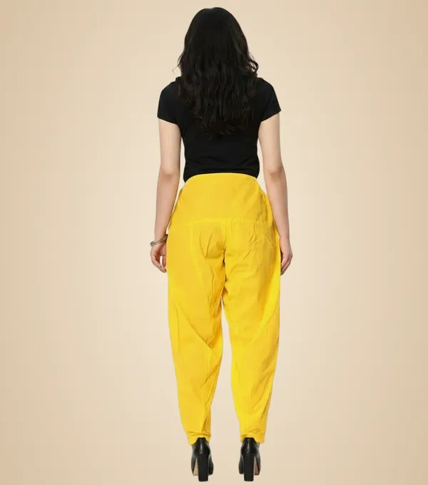 Lemon_Yellow_Cotton_Semi_Patiala_Salwar,_Traditional_Punjabi_Pants,_Drawstring_Waist_For_Women