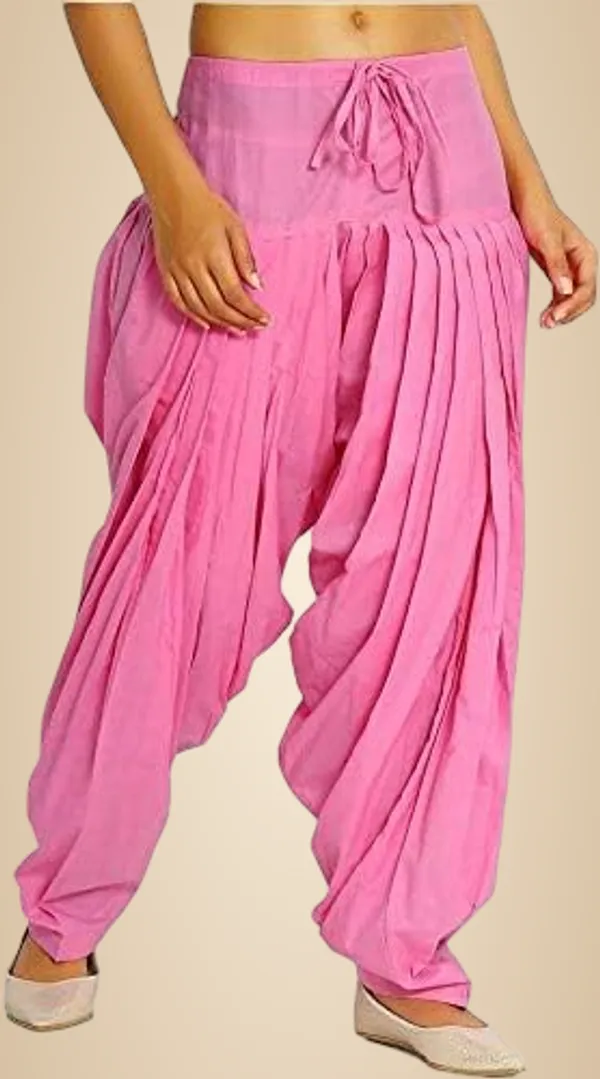 Baby_Pink_Semi_Cotton_Patiala_Salwar,_Traditional_Punjabi_Style,_Free_Size_For_Women