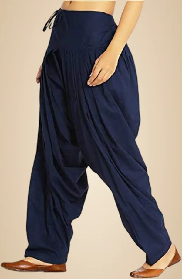 Navy_Blue_Semi_Cotton_Patiala_Salwar,_Traditional_Punjabi_Style,_Free_Size_For_Women