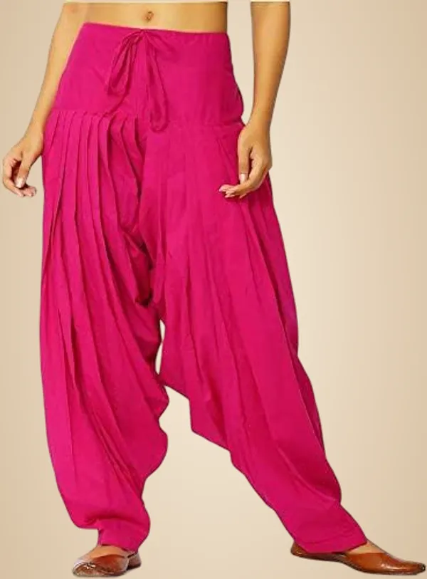 Rani_Pink_Cotton_Semi_Patiala_Salwar,_Traditional_Pleated_Pants_For_Women