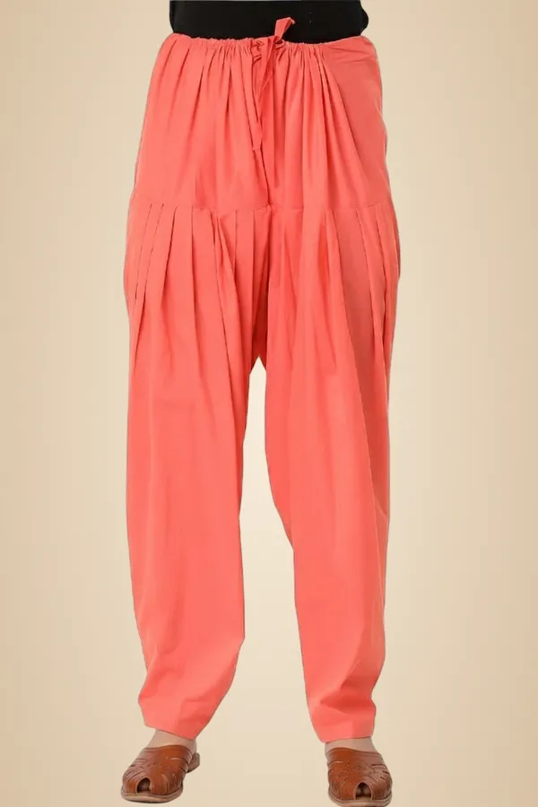 Peach_Cotton_Patiala_Salwar_Pants,_Traditional_Indian_Pleated_For_Women