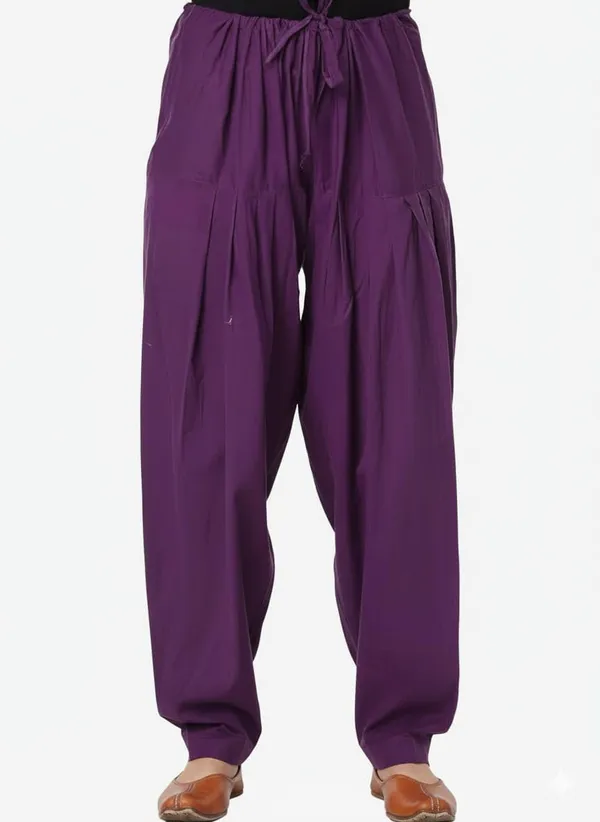Purple_Cotton_Patiala_Salwar_Pants,_Traditional_Indian_Pleated_For_Women
