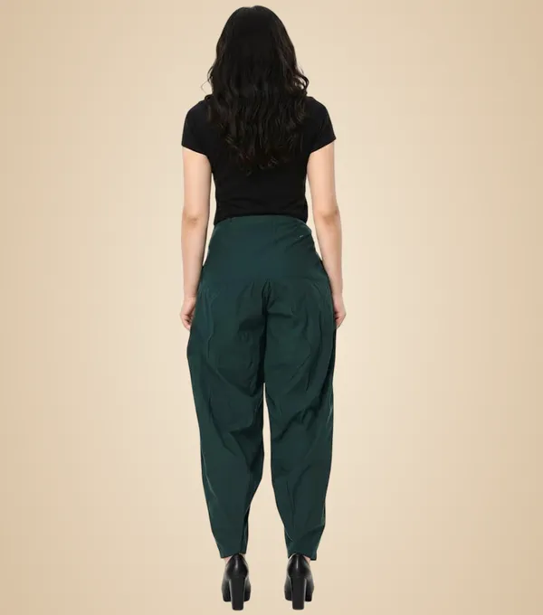 Dark_Green_Cotton_Semi_Patiala_Pants,_Loose_Fit,_Drawstring_For_Women