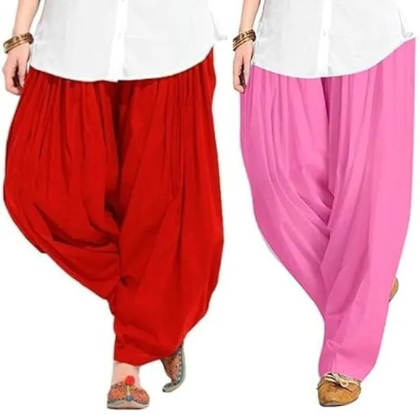 Red_And_Baby_Pink_Plain_Cotton_Patiala_Salwar_Combo_Of_2_For_Women