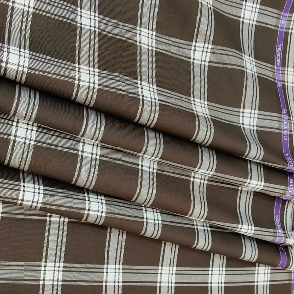 Dark_Choco_Brown_with_White_Checks_Soktas_Giza_Cotton_Shirt_Fabric