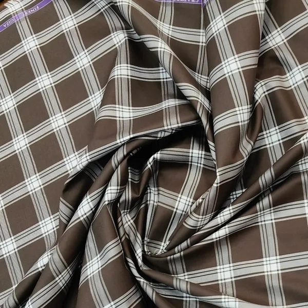 Dark_Choco_Brown_with_White_Checks_Soktas_Giza_Cotton_Shirt_Fabric