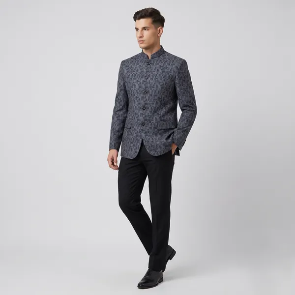 Dark_Grey_Raymond_Premium_Jacquard_Bandhgala,_Tuxedo,_Blazer_Fabric