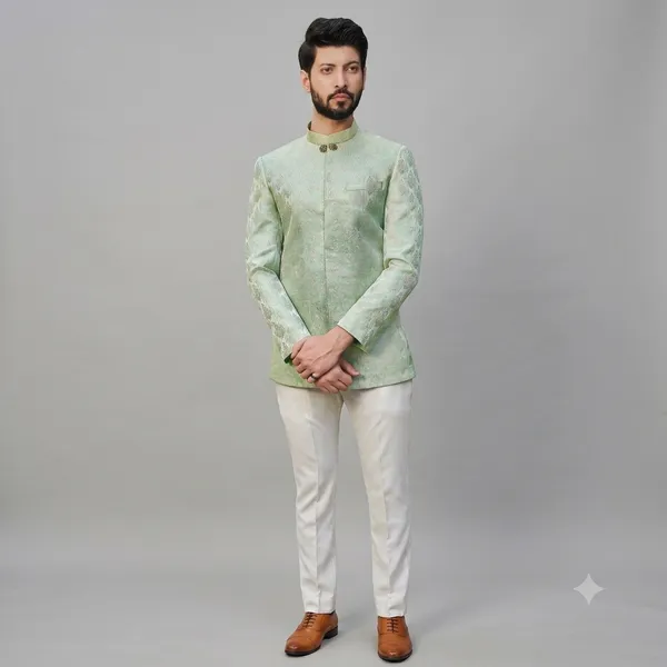 Pista_Green_Nemssis_Bandhgala/Jodhpuri_Coat_in_Brocade_Fabric