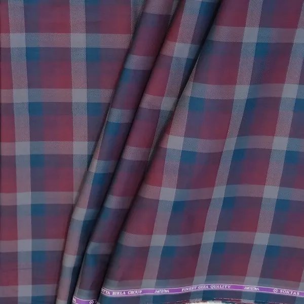 Dark_Wine_With_Blue_Checks_Soktas_Giza_Cotton_Shirt_Fabric