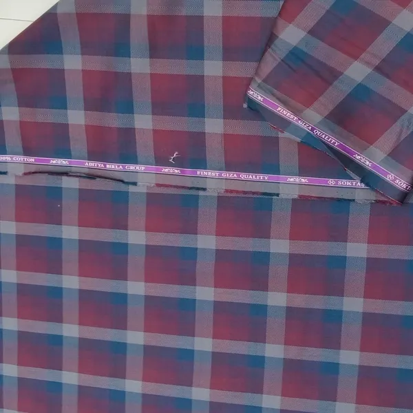 Dark_Wine_With_Blue_Checks_Soktas_Giza_Cotton_Shirt_Fabric