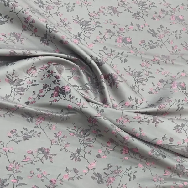 Grey_Ethina_Brocade_Fabric_With_Flower_Work_For_Bandi/Nehru_Jacket