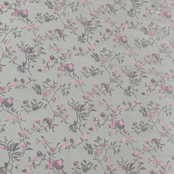 Grey_Ethina_Brocade_Fabric_With_Flower_Work_For_Bandi/Nehru_Jacket