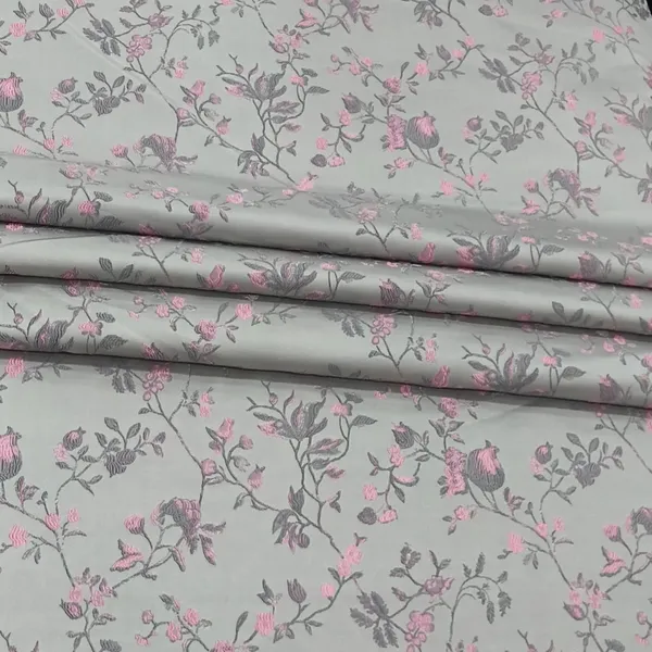 Grey_Ethina_Brocade_Fabric_With_Flower_Work_For_Bandi/Nehru_Jacket