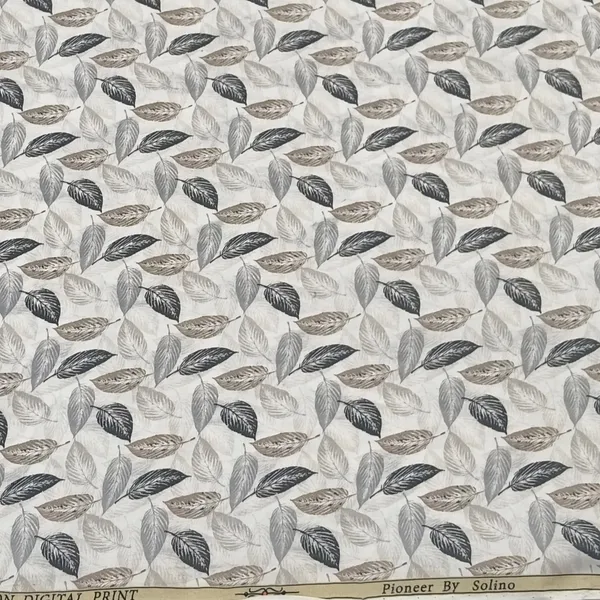 Ivory_Solino_Lawn_Cotton_With_Digital_Leaf_Print_For_Shirt/Kurta_Shirt_Fabric