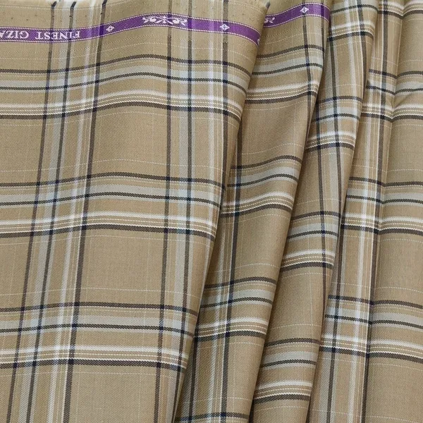 Beige_with_White_Checked_Soktas_Giza_Cotton_Shirt_Fabric