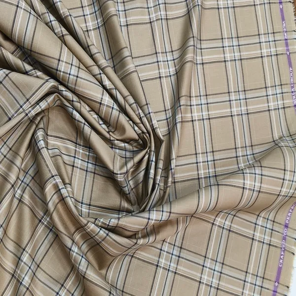 Beige_with_White_Checked_Soktas_Giza_Cotton_Shirt_Fabric