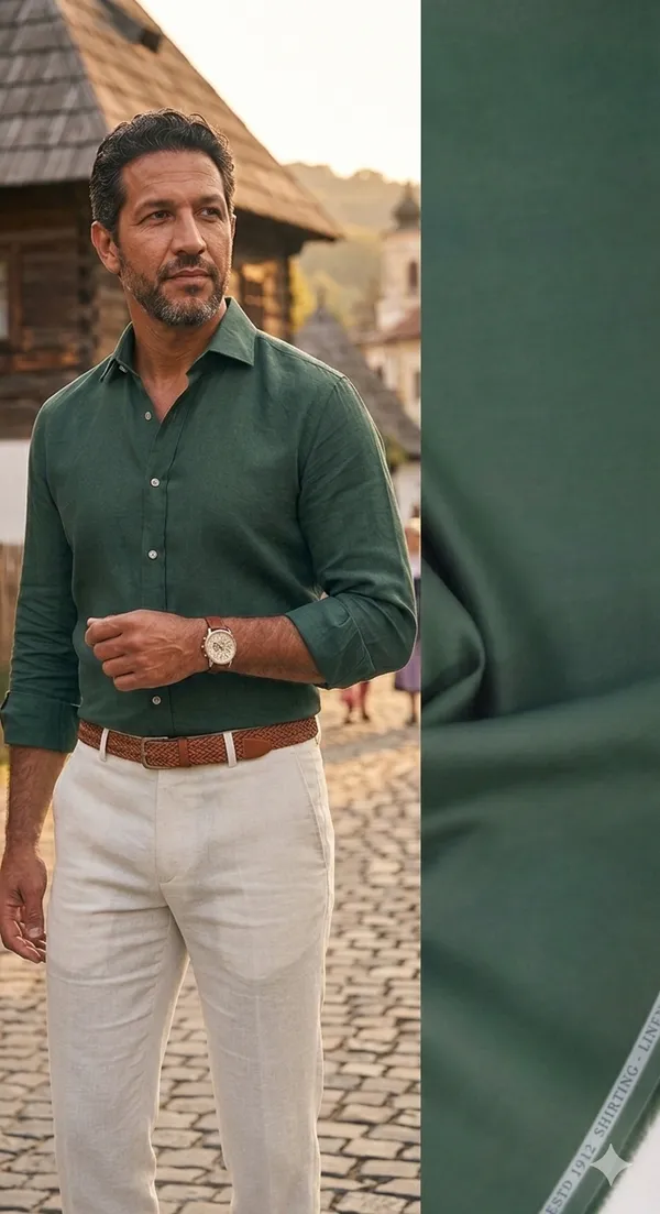 Dark_Green_Burgoyne_100%_Pure_Linen_Shirting_Fabric