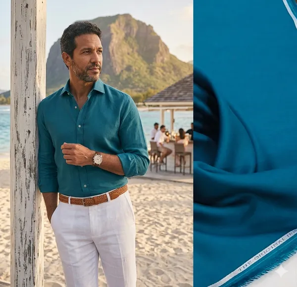 Teal_Blue_Burgoyne_100%_Pure_Linen_Shirting_Fabric