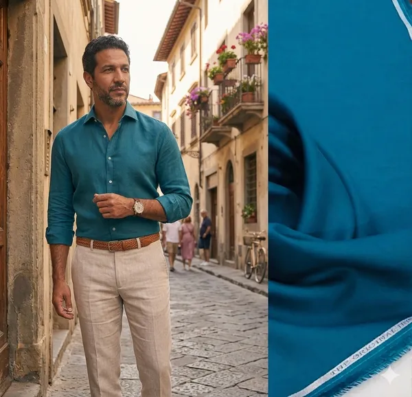 Teal_Blue_Burgoyne_100%_Pure_Linen_Shirting_Fabric