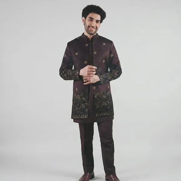 Wine_Ethina_Placement_Sequin_Work_for_Bandhgala_and_Open_Jacket_Shrug_Fabric