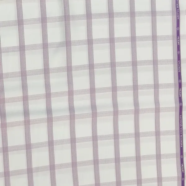 White_Base_with_Lavender_Wide_Checks_Soktas_Giza_Cotton_Shirt_Fabric